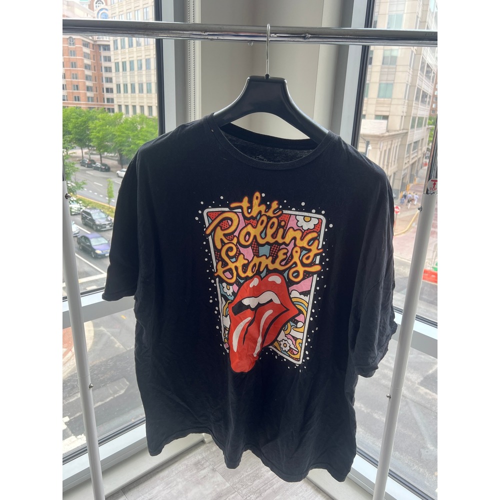 The Rolling Stones Graphic T-Shirt Black Tongue Logo Rock Band Tee 3XL